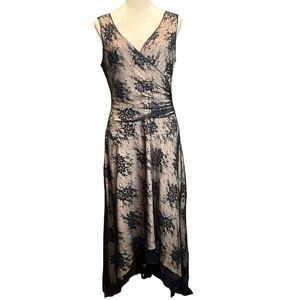 Jonathan Martin studio black lace floral high low formal dress size 10 EUC